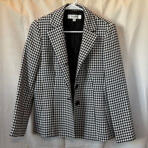 Jones Studio Women's Black and White Houndstooth Blazer